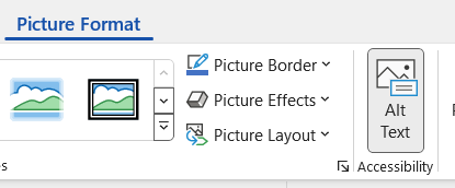 Capture d’écran du ruban Format d’image dans Word.