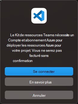 Capture d’écran d’une boîte de dialogue pour confirmer la connexion à Azure.