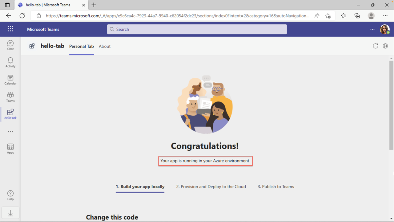 Capture d’écran d’une application en cours d’exécution dans Microsoft Teams.