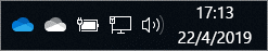 Icône du cloud OneDrive dans la zone de notification de la barre des tâches Windows.