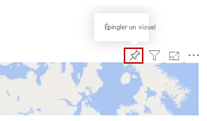 Capture d’écran du bouton Épingler un visuel au-dessus d’une carte.
