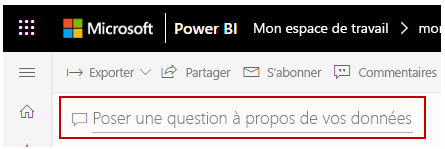 Capture d’écran du champ « Poser une question sur vos données ».