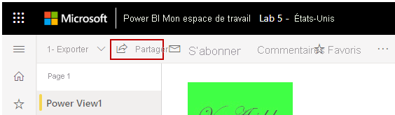 Capture d’écran du lien « Partager » dans le service Power BI.