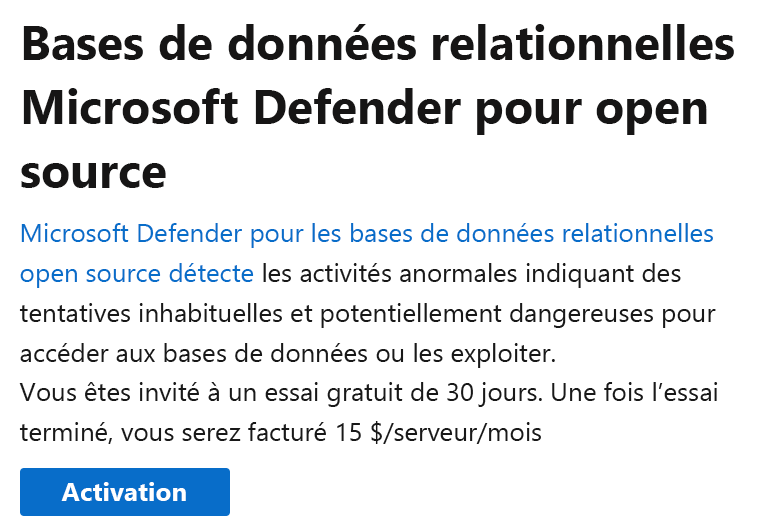 Capture d’écran de la sélection pour activer Microsoft Defender pour le cloud.