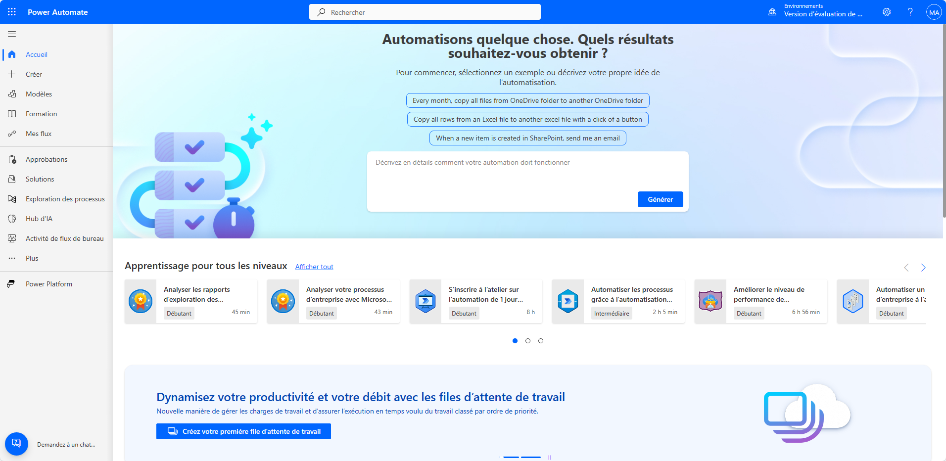 Capture d’écran de Power Automate Maker Portal.