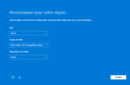 Capture d’écran de la personnalisation de la région pour Windows 10.