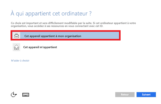 Capture d’écran montrant l’invite « À qui appartient cet ordinateur ? ».