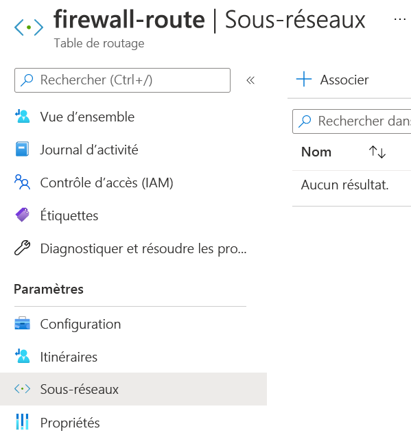 Screenshot that shows the subnet option under settings for the firewall route.