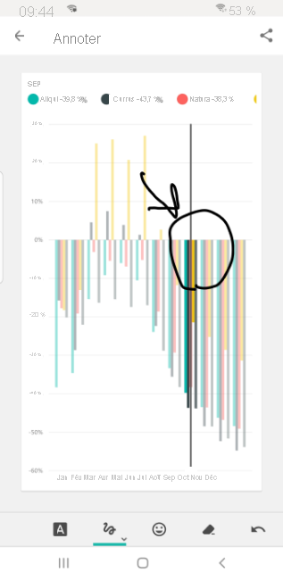 Capture d’écran d’un smartphone montrant des annotations sur un visuel.