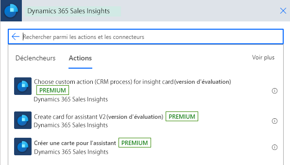 Version préliminaire de la fonctionnalité d’ajout d’actions personnalisées à des cartes d’informations.