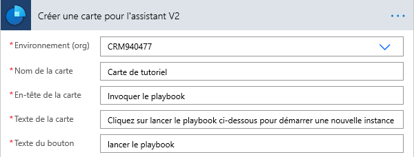 Entrez l’environnement et d’autres détails si nécessaire.