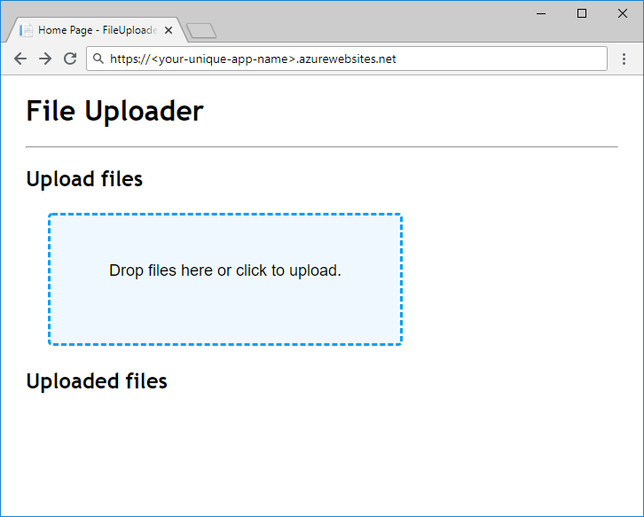 Capture d’écran de l’application web FileUploader pour C#.