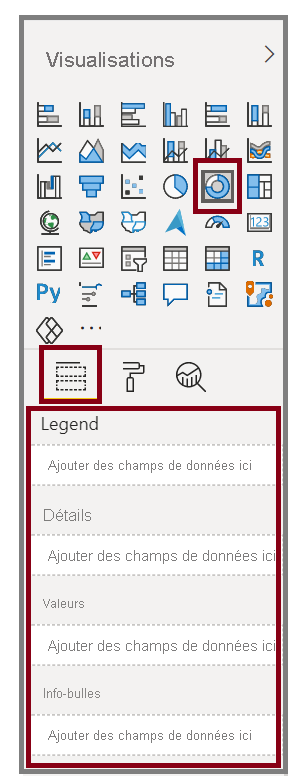 Capture d’écran des options dans Visualisations.