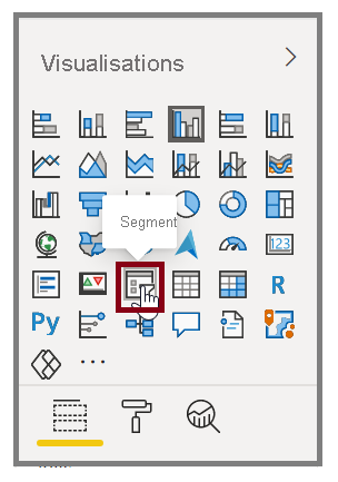 Image du bouton Segment dans le volet Visualisations.