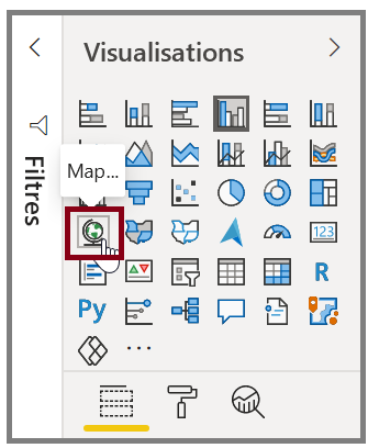 Image du bouton Carte dans le volet Visualisations.