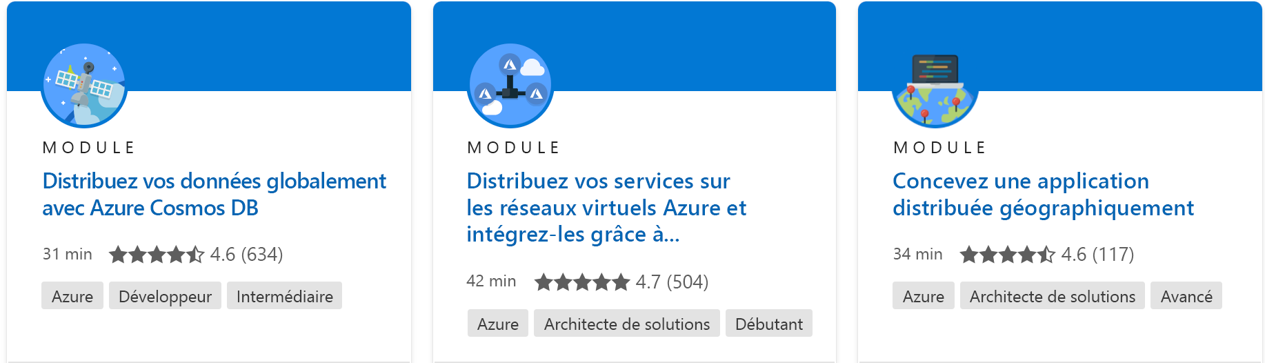 Capture d’écran montrant un seul module avec tous les détails du site web Microsoft Learn