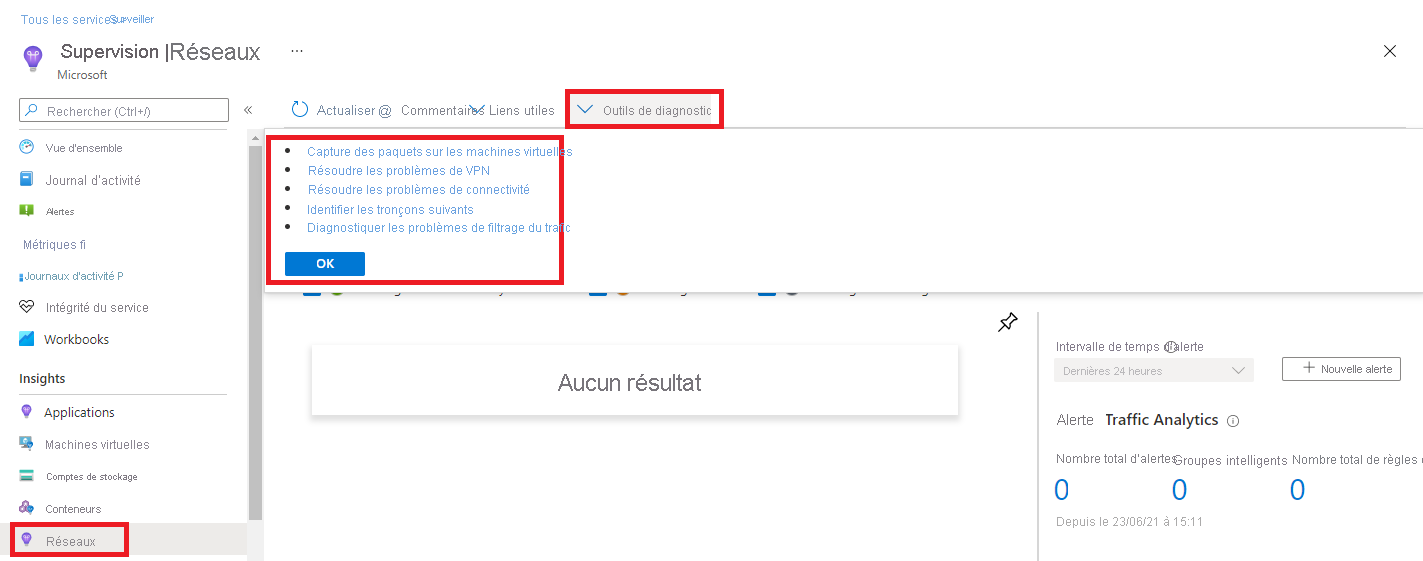 Insights réseau Azure Monitor - Kit de ressources de diagnostic mis en évidence