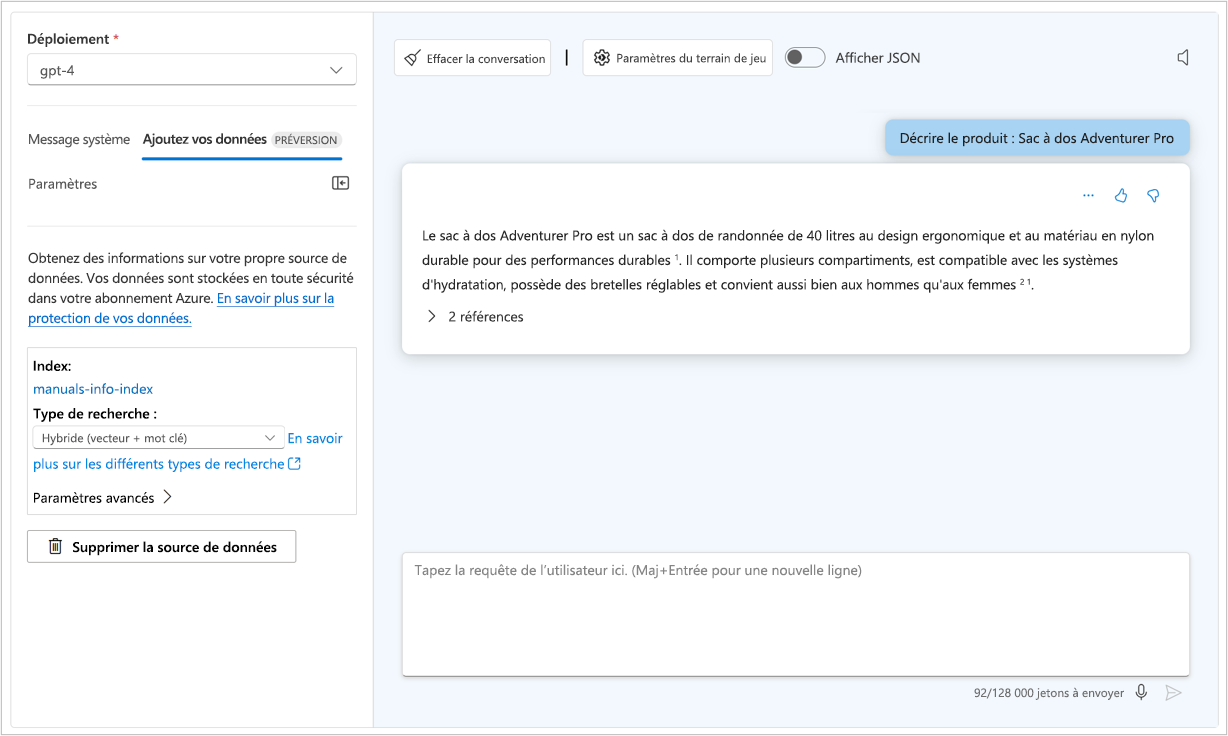 Capture d’écran de l’option afin d’ajouter des données pour le contexte.