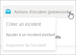 Screenshot of the drop-down menu for incident actions in Microsoft Sentinel.