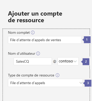 Capture d’écran de l’ajout d’un nouveau compte de ressource.