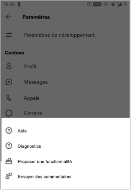 Option Envoyer des commentaires dans le client mobile Teams