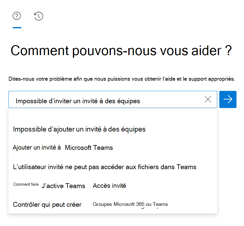 Capture d’écran de la page d’auto-assistance dans Centre d'administration Microsoft 365.