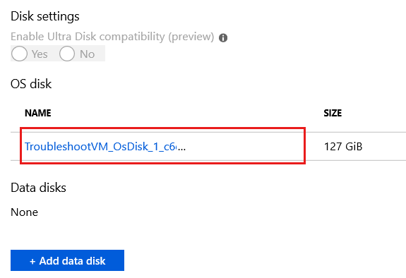 Capture d’écran montrant le nom du disque du système d’exploitation.