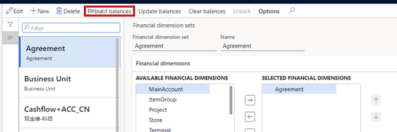 Capture d’écran montrant la page jeux de dimensions Financières.