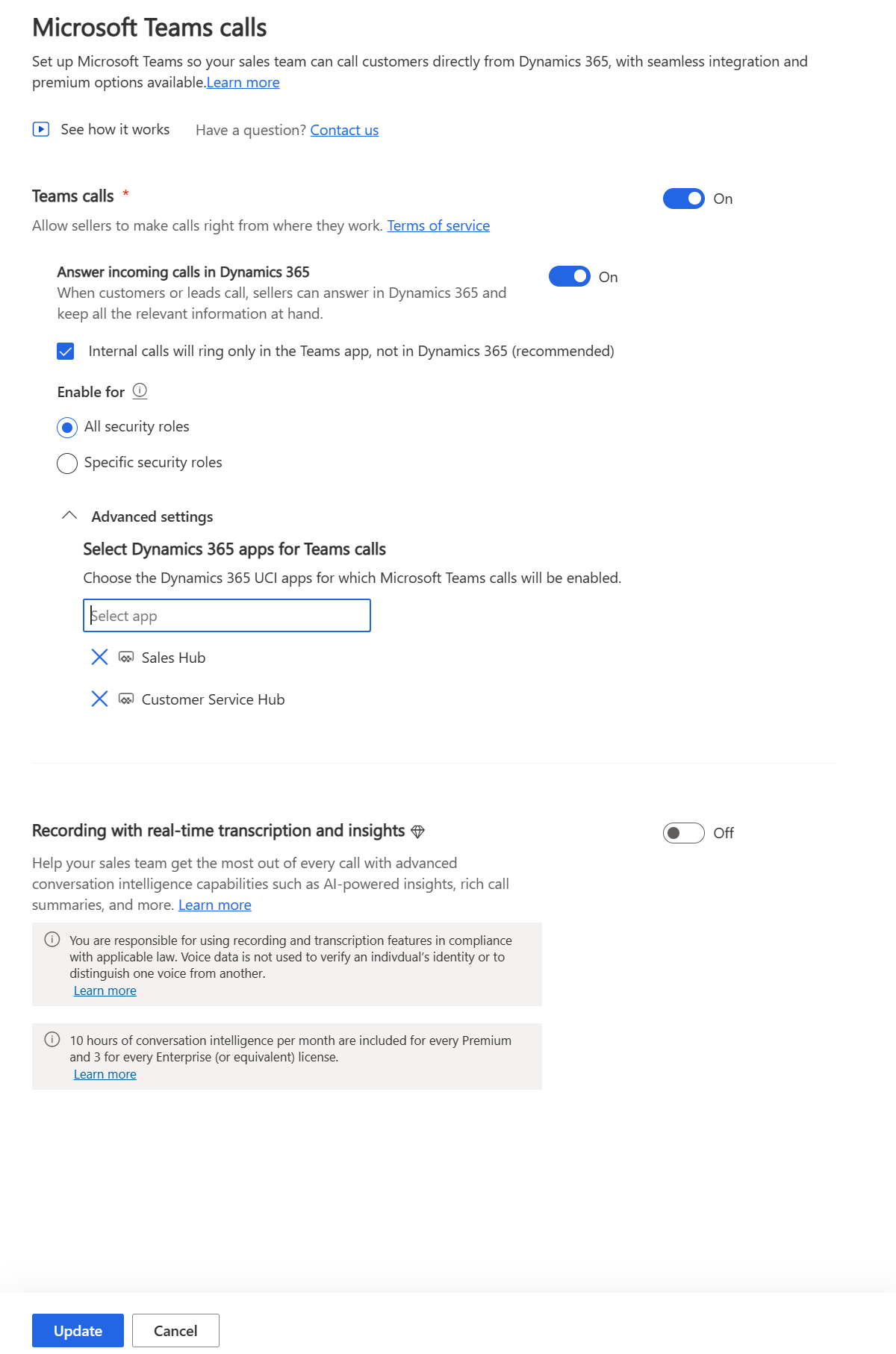 Capture d’écran montrant comment supprimer une application personnalisée des paramètres avancés sur la page Appels Microsoft Teams.