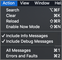 Capture d’écran montrant les options Inclure les messages d’informations et Inclure les messages de débogage sont sélectionnées.