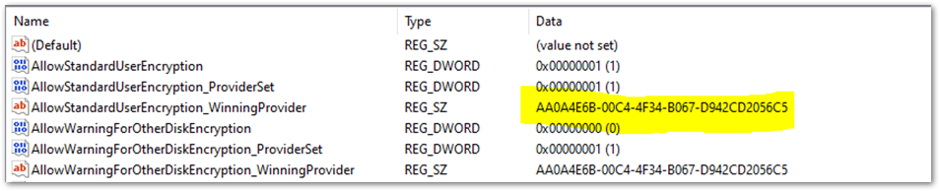 Emplacement du Registre BitLocker dans le Rédacteur du Registre.