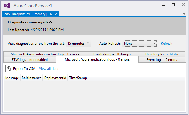 Résumé des diagnostics de la machine virtuelle Azure