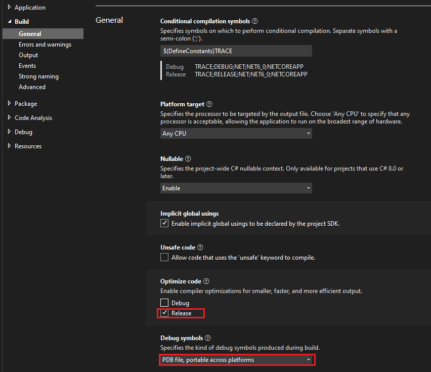 Generate PDBs for builds in .NET