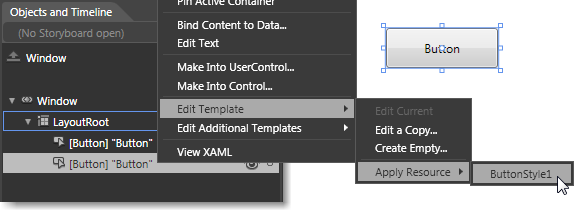 Menu Appliquer la ressource