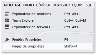 Screenshot of View, Property Pages menu item.