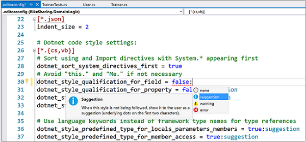 Configurer les préférences et l’application de styles de code dans EditorConfig