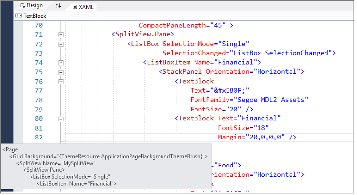 Visualiseur de structure pour l’éditeur XAML