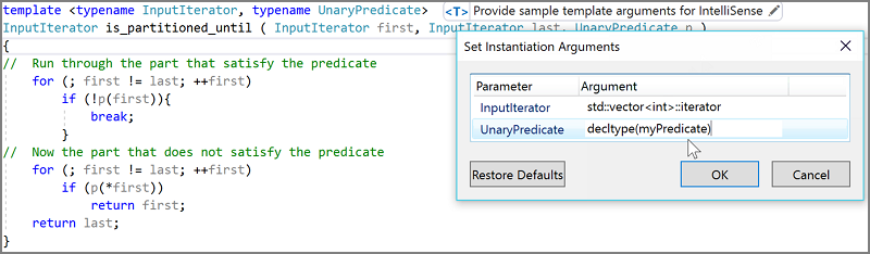 Modèle IntelliSense