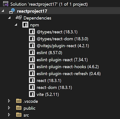 Packages NPM dans l’Explorateur de solutions