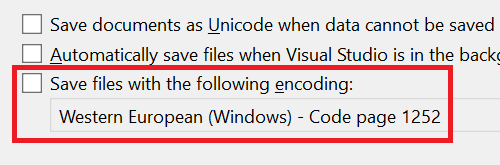 Option d’encodage de fichier par défaut dans Tools\Options