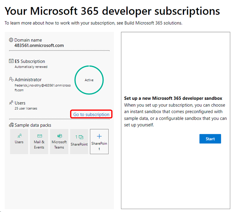 Tableau de bord Microsoft 365 Développeur