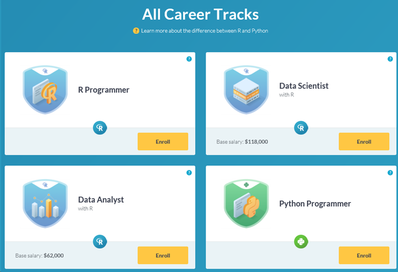 Parcours professionnels dans DataCamp