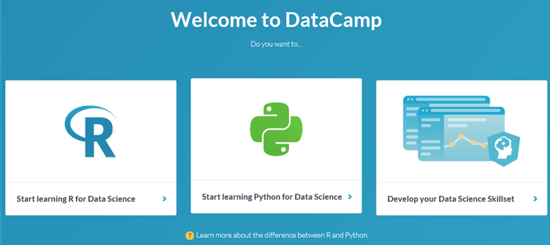 Choix du parcours dans DataCamp