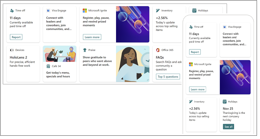 tableau de bord Viva Connections