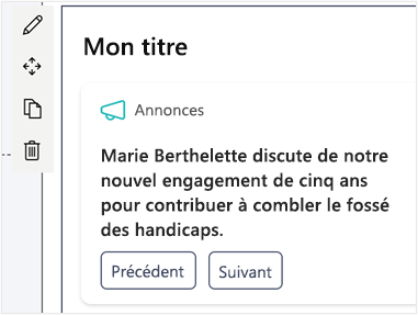 Écran qui affiche l’option qui vous permet de modifier le titre d’un tableau de bord.