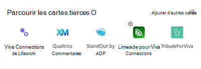Cette capture d’écran représente la section carte boîte à outils qui affiche les cartes de partenaires.