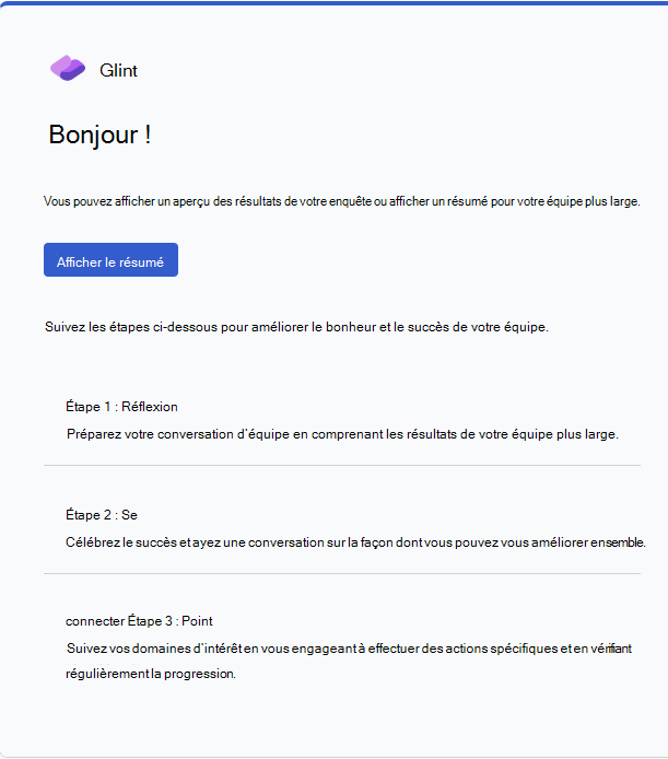 Capture d’écran de l’e-mail de notification des résultats de fin d’enquête.