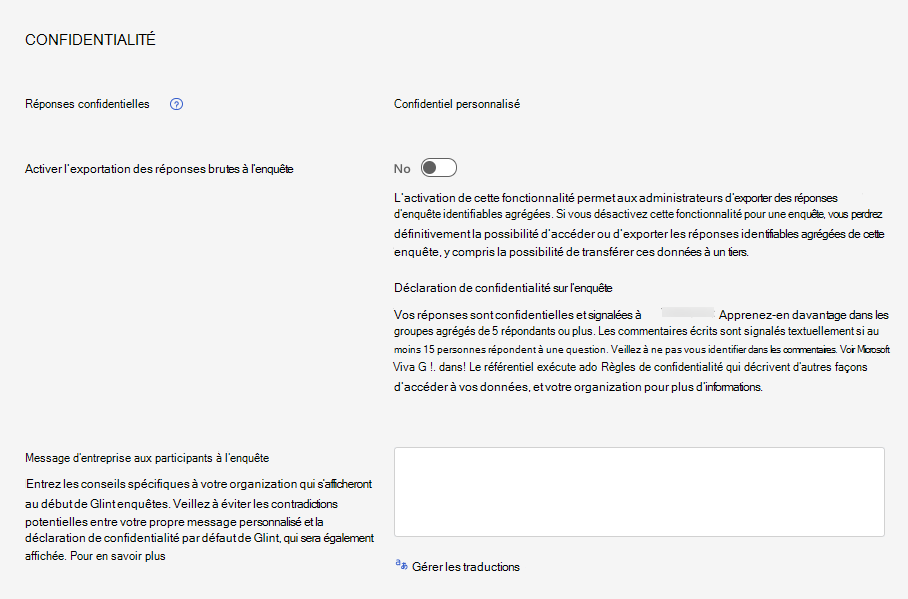 Capture d’écran montrant la configuration de la confidentialité dans Programme d’installation.