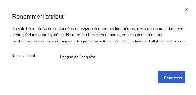 Capture d’écran de la fenêtre Renommer l’attribut.