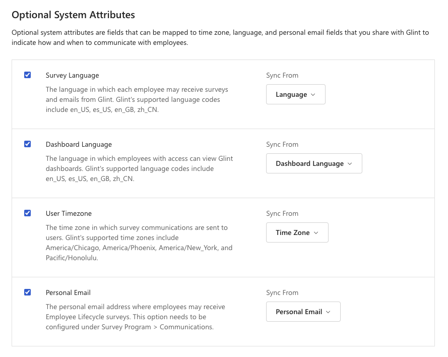 Capture d’écran de l’étape 3 pour mapper les attributs système facultatifs.